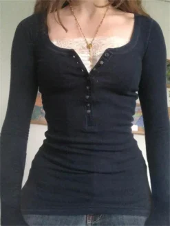 Women Spring Fall Shirts Y2K Aesthetic