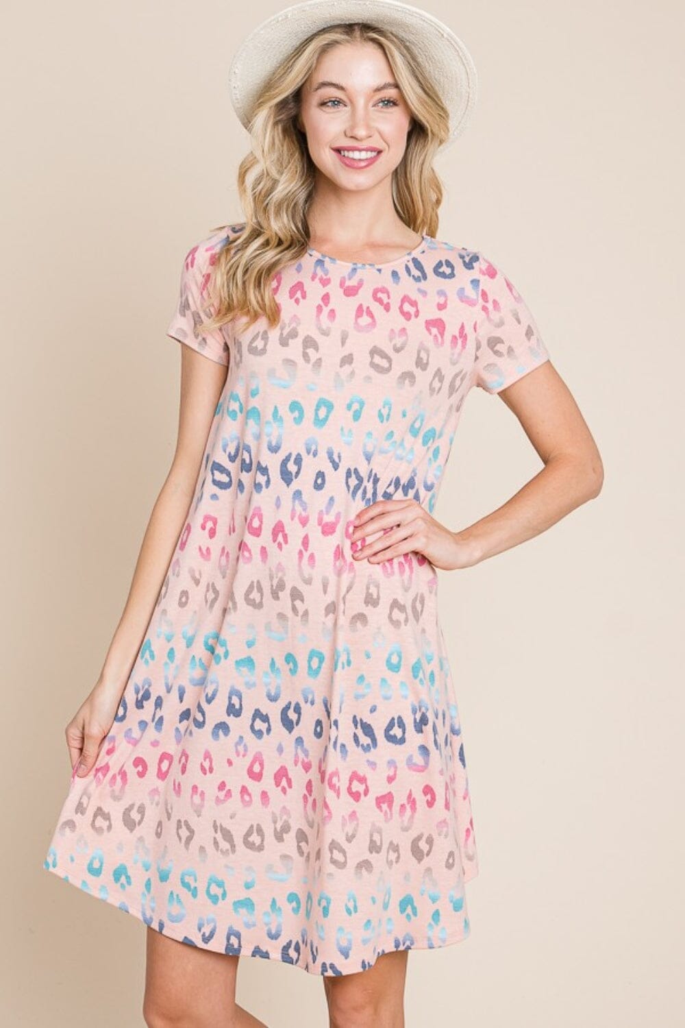 11ccbe73-9741-448e-a5b7-119d9dfa4a13-Max Leopard Round Neck Short Sleeve Dress - Image 1
