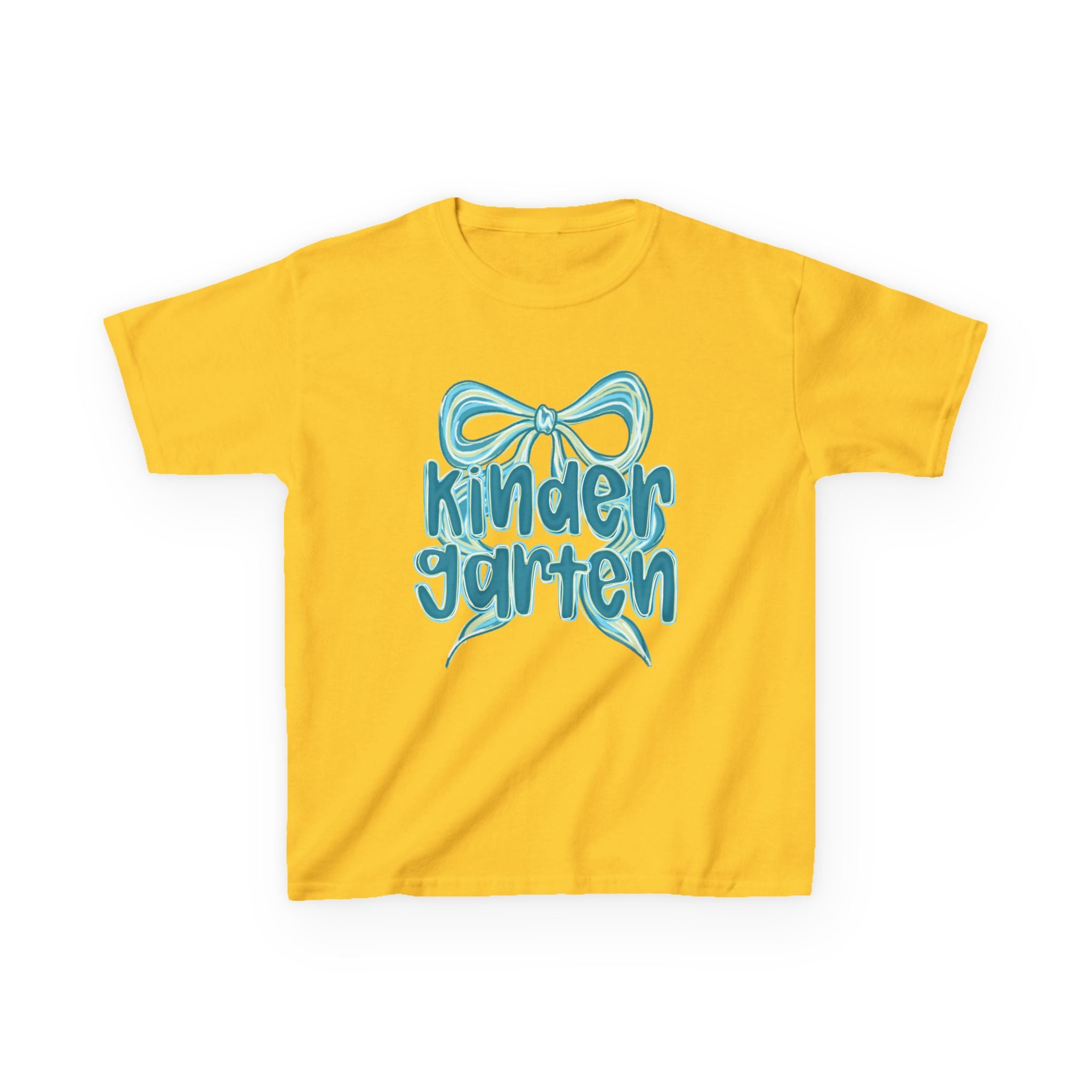 2054966307048545559_2048 Kindergarten Kids Tee Cute Blue Coquette Bow Back to School Grade K T-Shirt - Image 1