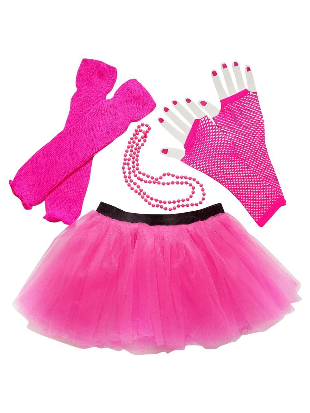 80_s_HP 80s Costume for Teens or Women in Neon Hot Pink with Tutu & Accessories - Image 1