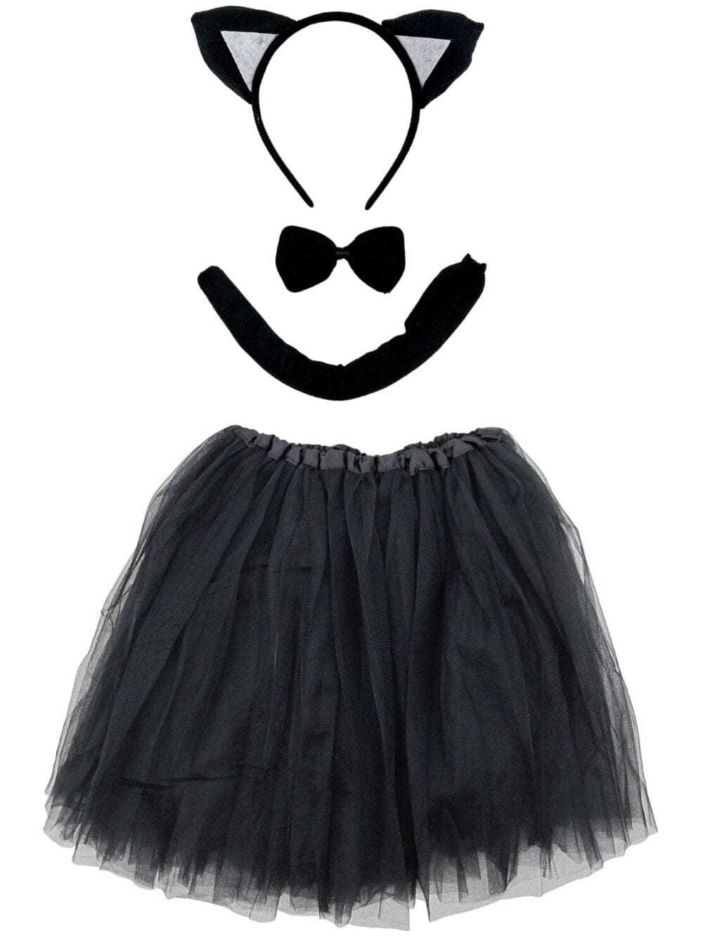 BlackCatCostumeAdult Black Cat Costume Set for Adults & Plus Size – Cat Headband Ears, Black Tutu Skirt & Tail – Halloween & Cosplay Outfit - Image 1
