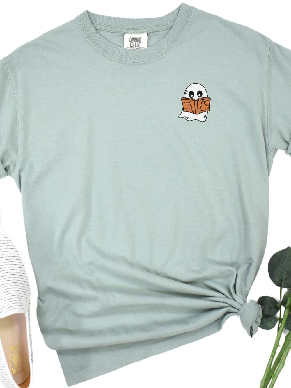 BookGhostBay Book Ghost Comfort Colors Embroidered Unisex T-Shirt - Image 1
