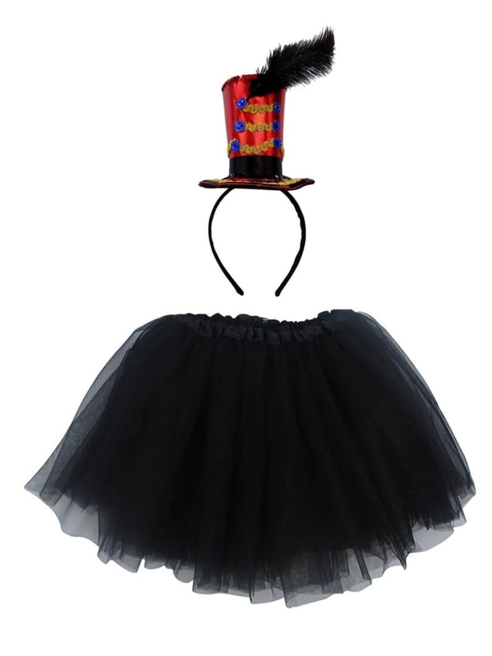 Ear_Costume_Circus_Black_1b572800-c069-4b5a-9e43-2a8300260e82 Ringmaster Costume Set for Adults & Plus Size – Black Tutu Skirt & Black Mini Top Hat Headband – Circus Greatest Showman Outfit - Image 1