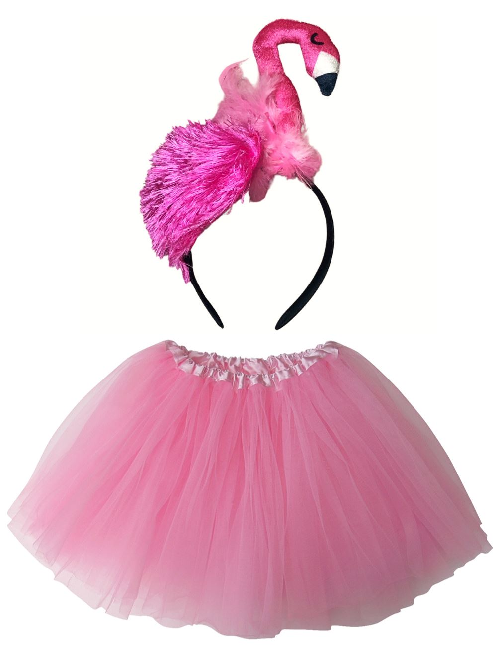 FlamingoTutuCostume_c9ecfd43-3c3c-458c-944f-1fd9ca0c3a43-1 Flamingo Costume Set for Adults & Plus Size – Pink Tutu Skirt & Flamingo Headband – Fun Animal Outfit for Halloween & Cosplay - Image 1