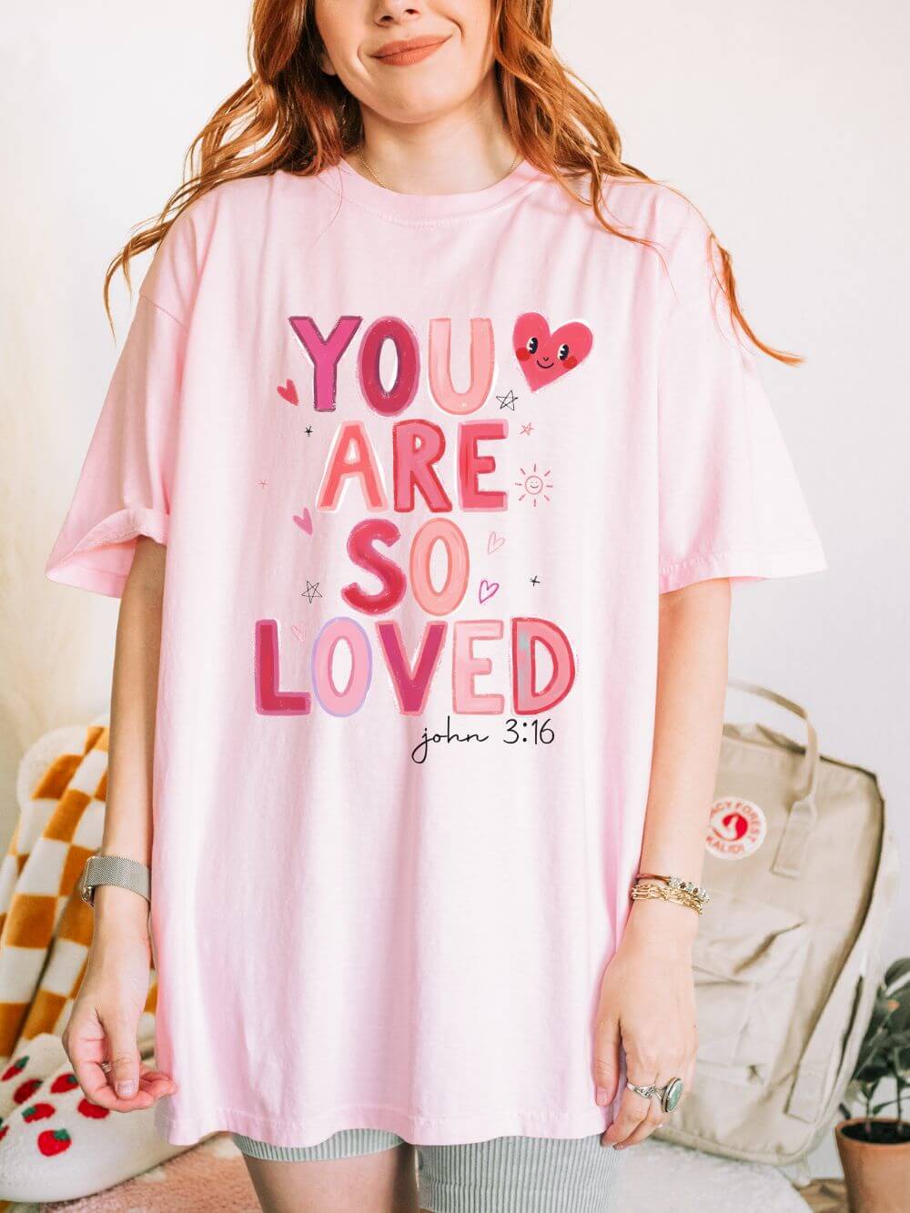 You_are_Loved_Blossom You Are So Loved John 3:16 Valentine's Day Graphic T-Shirt Unisex Short Sleeve Tee - Image 1